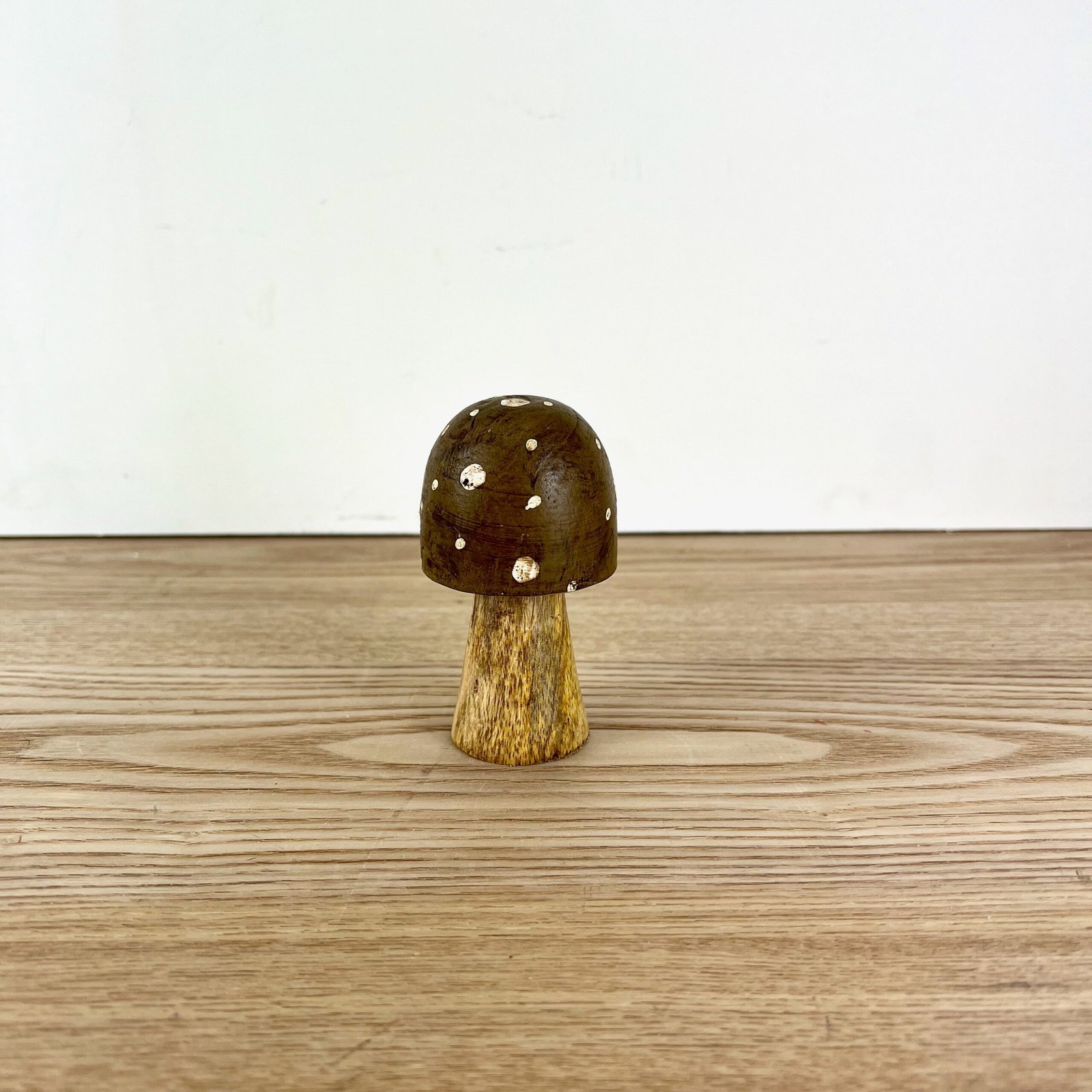 Brown Polka Dot Wooden Mushrooms, 4 sizes available - Image 5