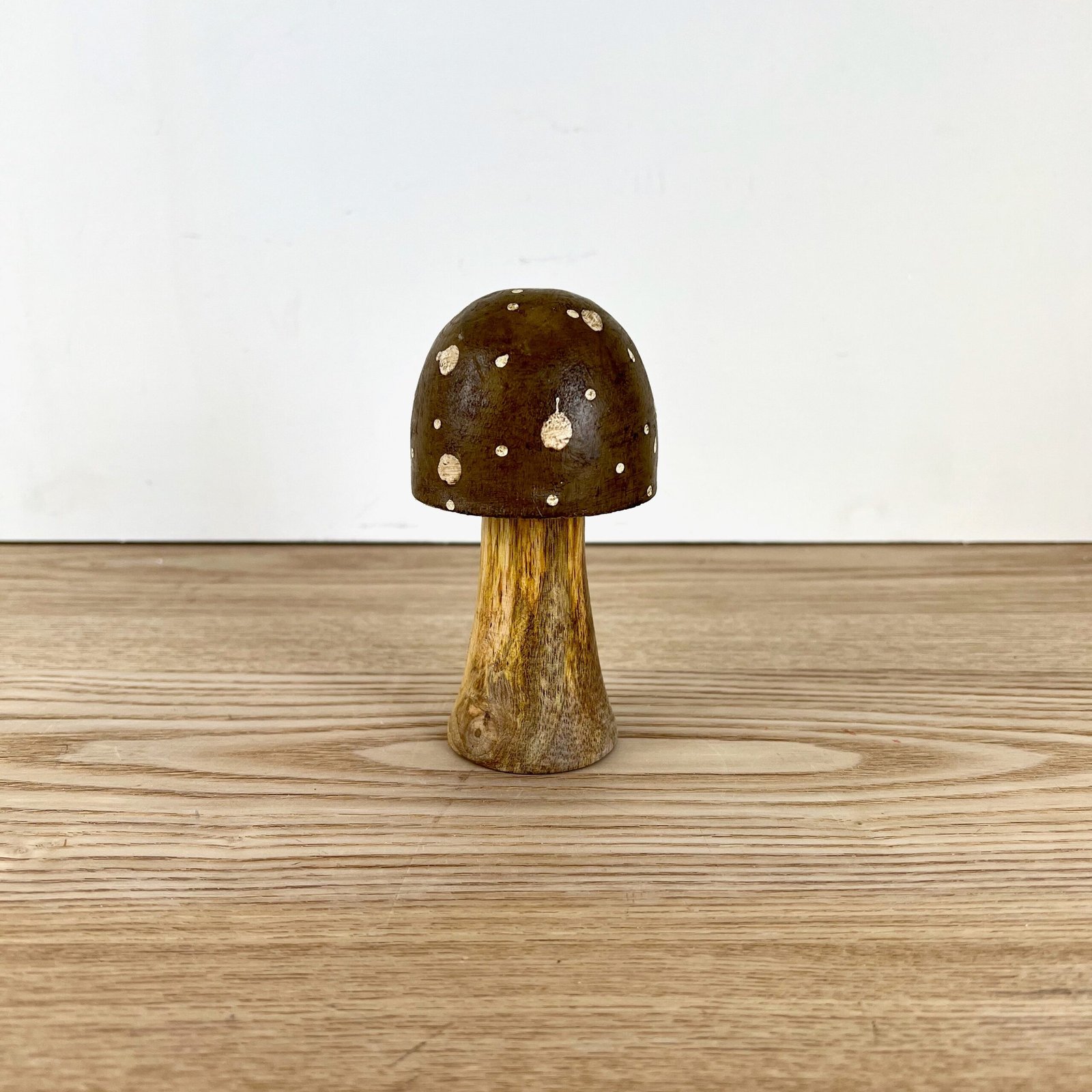 Brown Polka Dot Wooden Mushrooms, 4 sizes available - Image 6