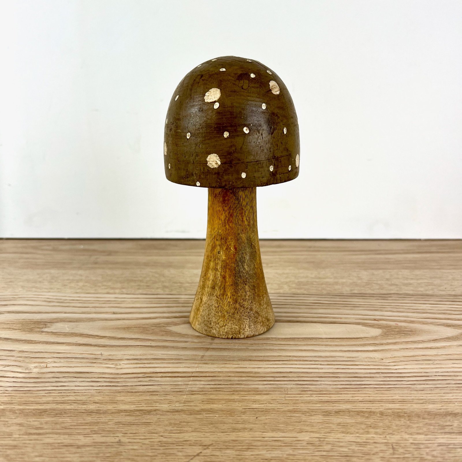 Brown Polka Dot Wooden Mushrooms, 4 sizes available - Image 7