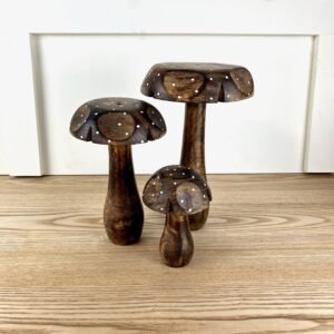 Wooden Mushrooms with Polka Dots, 3 sizes