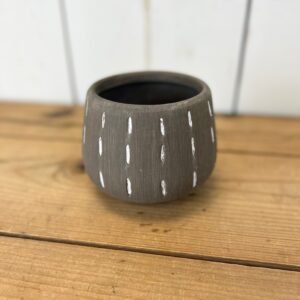 Terracotta Planter with Hand-Painted Lines