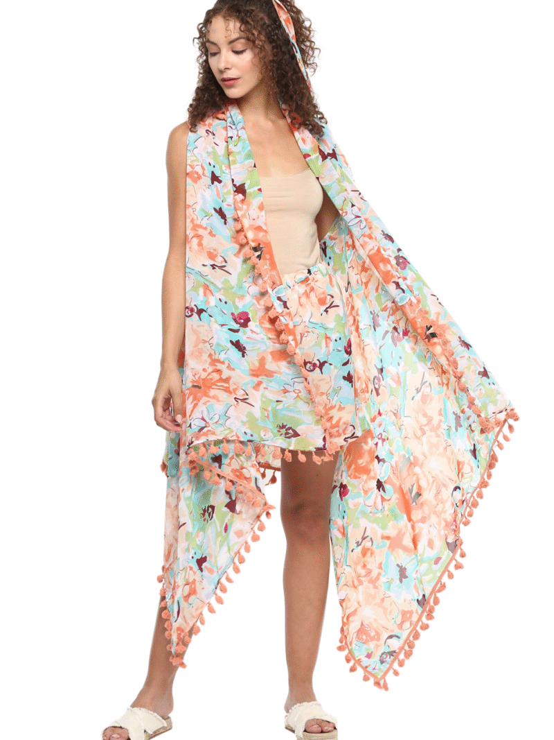 Peachy (set of 3) - Overlay Wrap, Shorts & Scrunchie