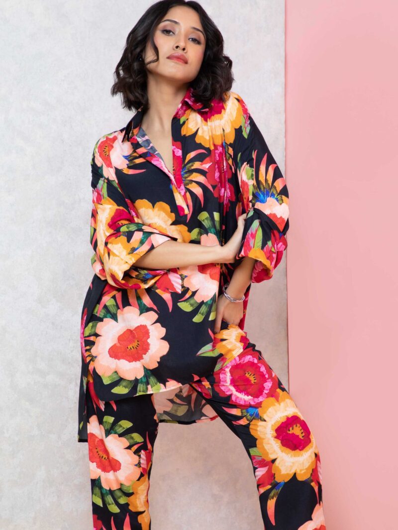 Black Forest High-Low Shirt & Straight Pants Set