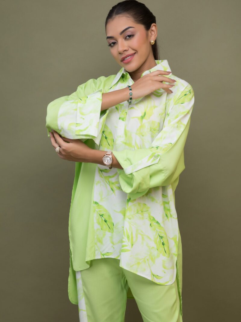 High-Low Half & Half Co-Ord - Lime Green