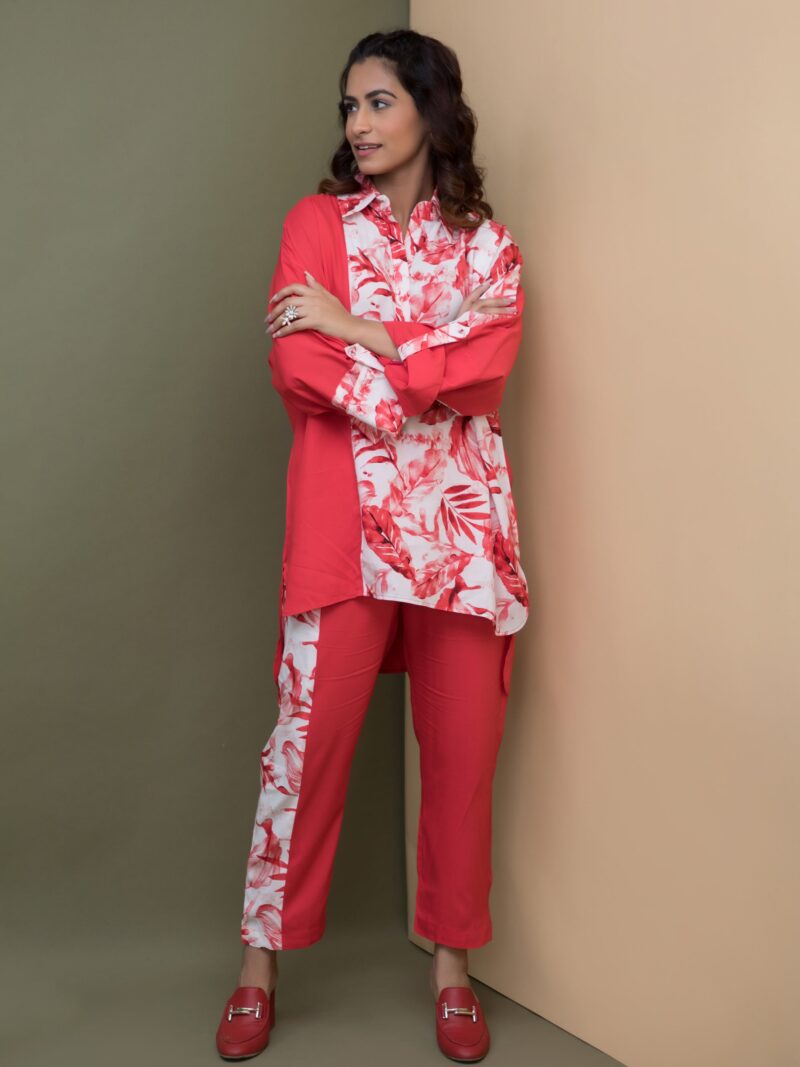 High-Low Half & Half Co-Ord - Coral
